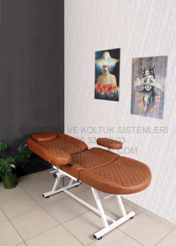 Feel 2 Bakım Koltuğu Taba Kapitone Masaj Başlık Beyaz - Görsel 2